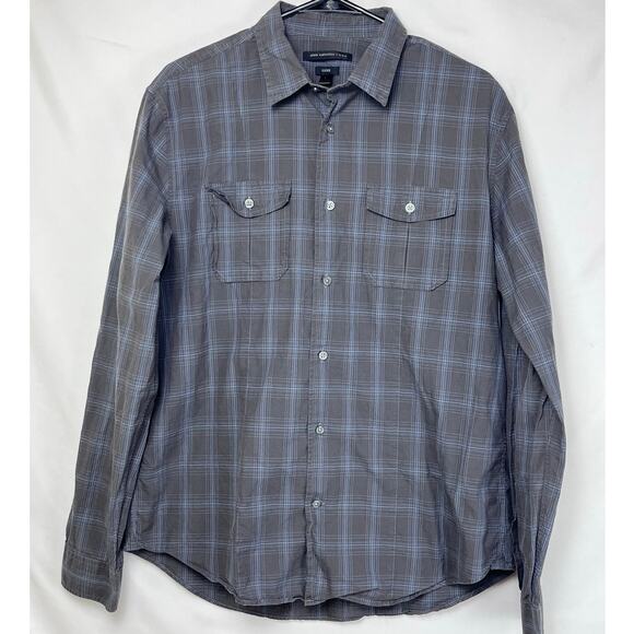 John Varvatos Luxe Plaid Button-Down Preppy Shirt - Size Large - Picture 1 of 6